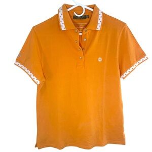 Vintage Wimbledon Lawn Tennis Orange Pearl Snap Polo Shirt Small Y2K Preppy NWOT